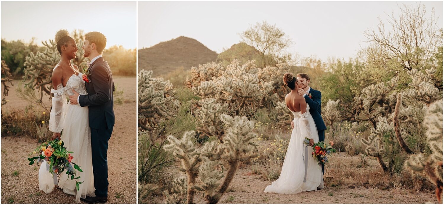 Elopement couple in the desert in Phoenix Arizona