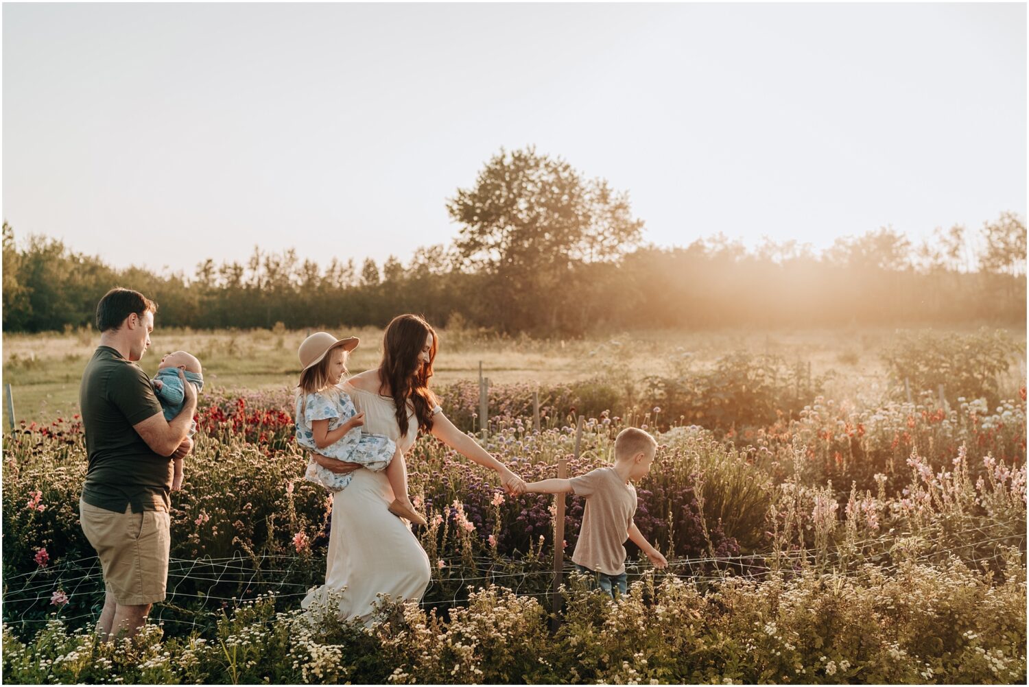 Edmonton family photo session in a flower farm