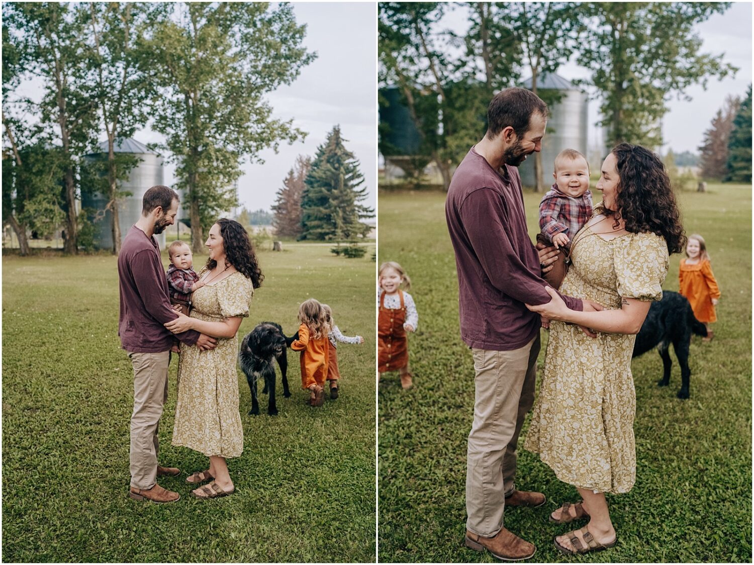 Family in Edmonton playing with eachother during a photoshoot