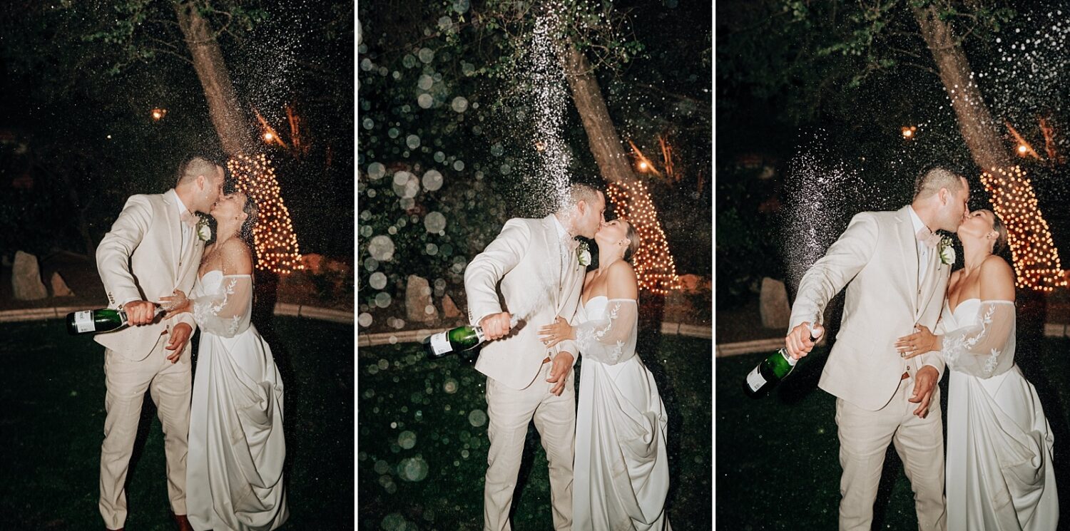 Bride and groom champagne portrait at Stonebridge Manor in Phoenix Arizona wedding photographer