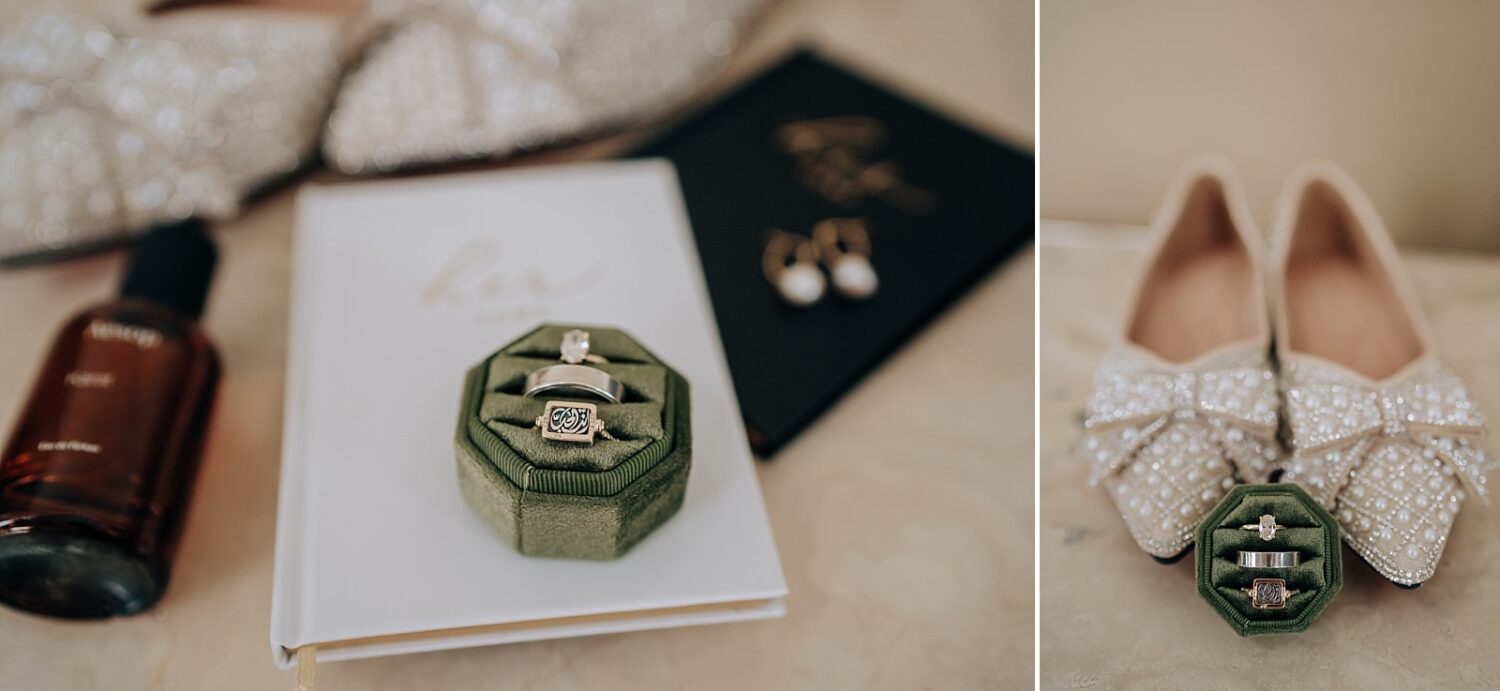 Edmonton wedding photographer detail photos of rings and vow books