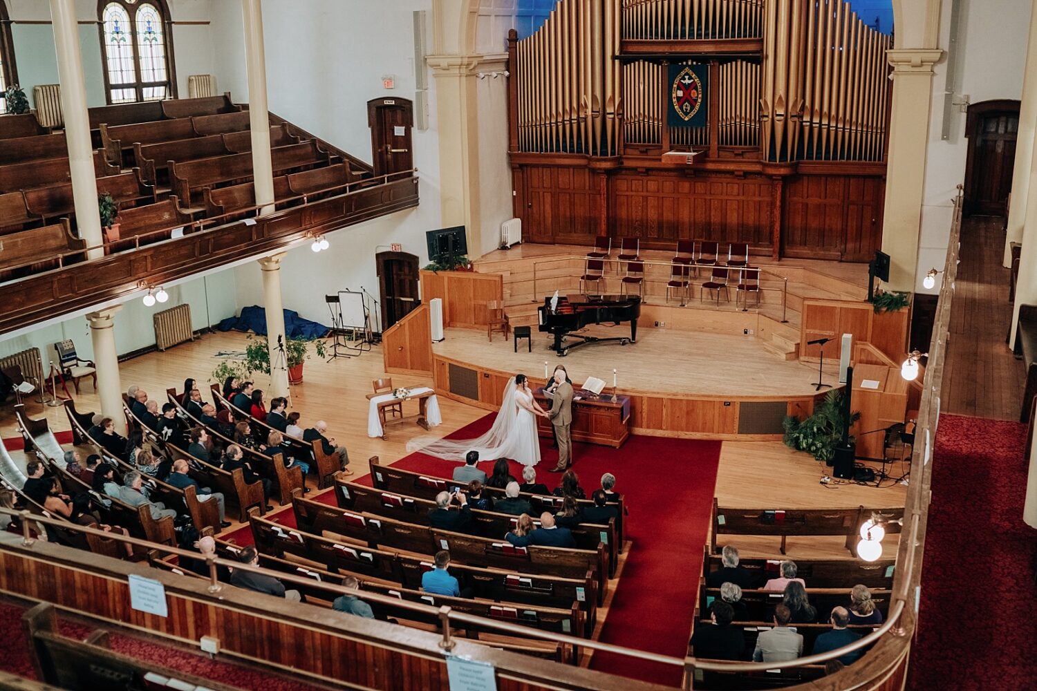 Edmonton wedding photographer bride and groom getting married at McDougall Church